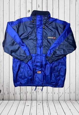 VINTAGE BLUE REEBOK LARGE 90S COAT W HIDDEN HOOD 