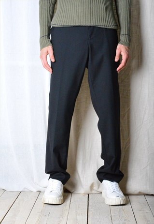 Y2K Black Wool Blend Minimalist Formal Pants