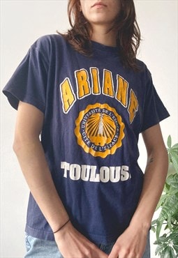 Vintage 90's Unisex Navy Blue Loose Fit Graphic Tee 