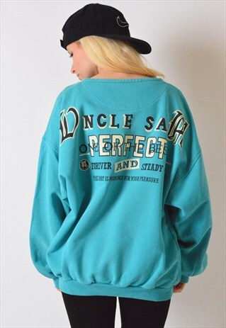 VINTAGE 80S MINT BLUE SWEATSHIRT JUMPER