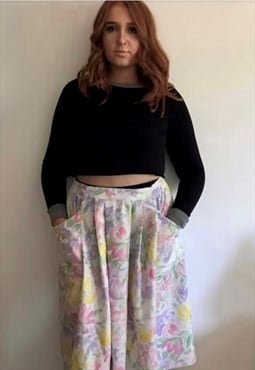 Vintage floral floaty summer retro skirt boho