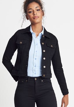 Women's Denim Jean Over Shirt Jacket - Black
