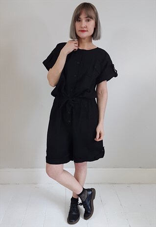 VINTAGE 90'S BLACK BUTTON UP PLAYSUIT