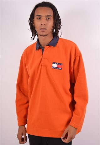 VINTAGE TOMMY HILFIGER FLEECE JUMPER ORANGE