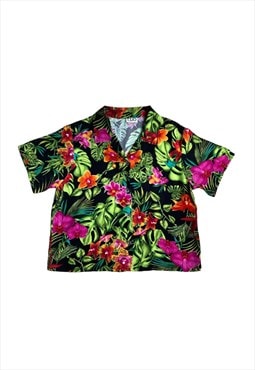 Vintage 90s short sleeve shirt blouse floral button up top