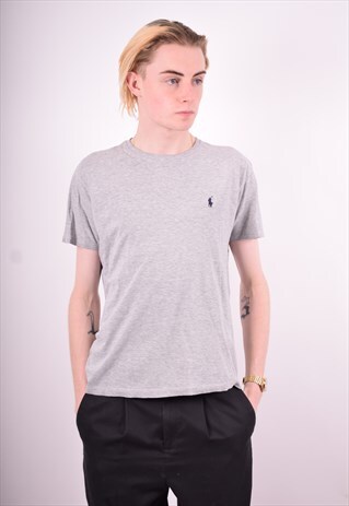 POLO RALPH LAUREN MENS VINTAGE T-SHIRT TOP SMALL GREY 90'S