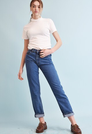 90'S RETRO STONEWASH REGULAR WAIST STRAIGHT DENIM JEANS