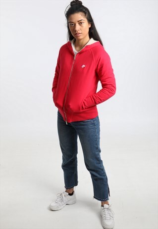 90S NIKE EMBROIDERED LOGO FLEECE LINED ZIPPED HOODIE