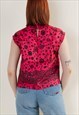 VINTAGE BOXY SLEEVELESS FLORAL PRINTED BLOUSE IN PURPLE M