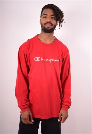 CHAMPION MENS VINTAGE TOP LONG SLEEVE XXL RED 90S