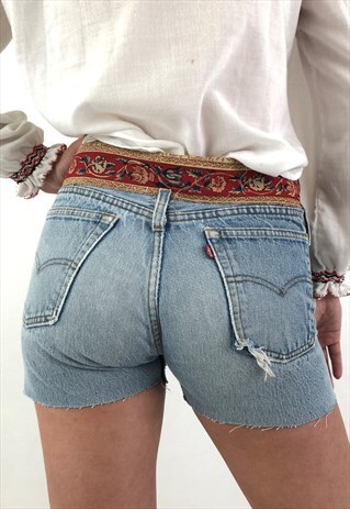 LEVI'S 501 DENIM SHORTS FRAYED REWORKED SIZE W29