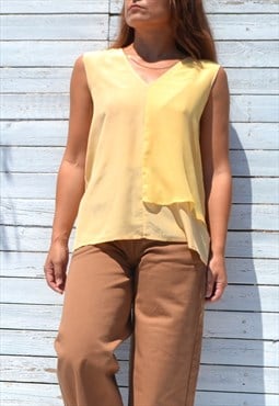 MAX MARA vintage pastel orange v neck layered top.