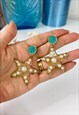STARFISH DROP EARRINGS IN TURQUOISE & PEARL