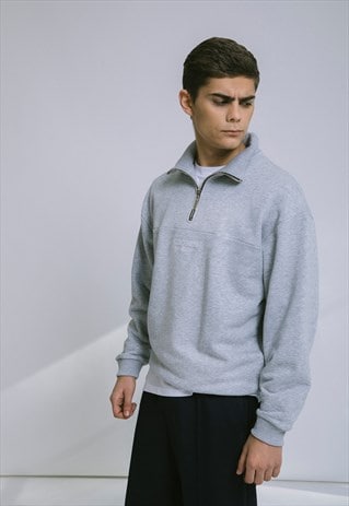 TRADEMARK HALFZIP CREWNECK GRY