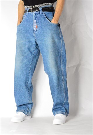VINTAGE 90S BLUE WIDE LEG HIP HOP CARGO JEANS