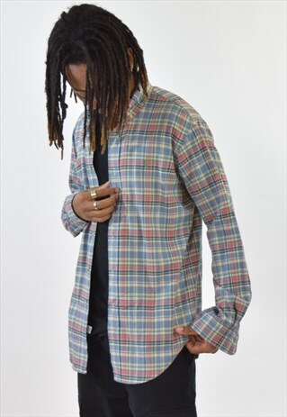 VINTAGE 90S BLUE CHECKERED RALPH LAUREN SHIRT