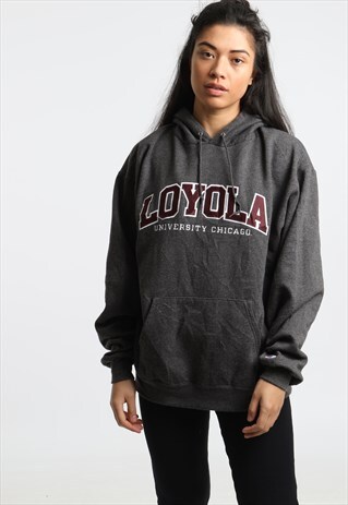 90S CHAMPION EMBROIDERED COLLEGE HOODIE