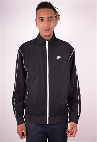NIKE MENS VINTAGE TRACKSUIT TOP JACKET XL BLACK 90S