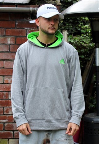 VINTAGE GREY LIGHT ADIDAS HOODIE XL