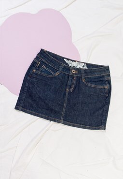 Vintage Denim Skirt Y2K Low Rise Mini in Dark Blue