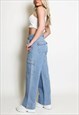 STRAIGHT LEG DENIM CARGO JEANS IN BLUE