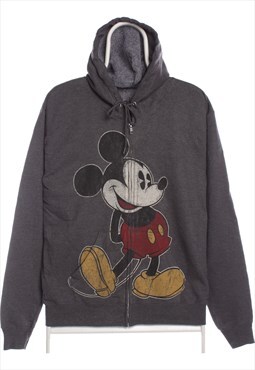 Vintage 90's Disney Hoodie Mickey Mouse Full Zip Up Grey