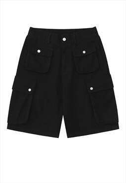 Cargo pocket skater shorts premium utility pants in black