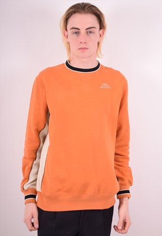 KAPPA MENS VINTAGE SWEATSHIRT JUMPER LARGE ORANGE 90S