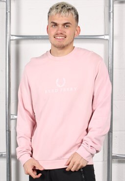 Vintage Fred Perry Sweatshirt in Pink Pullover Jumper Medium