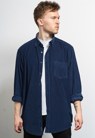 VINTAGE CORDUROY CORD SHIRT BLUE