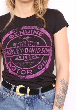 VINTAGE HARLEY DAVIDSON BLACK GLITTER TOP T-SHIRT