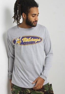 Vintage Minnesota Vikings Long Sleeve T-Shirt Grey