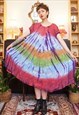 VINTAGE 90S COLOURFUL TIE DYE HIPPY MAXI BEACH DRESS