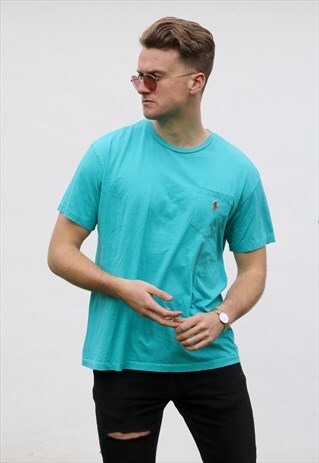 RALPH LAUREN HEATHERED AQUA BLUE T SHIRT