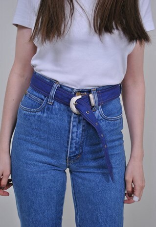 80S BLUE OVERSIZE BELT WITH METAL BUCKLES FOR JEANS