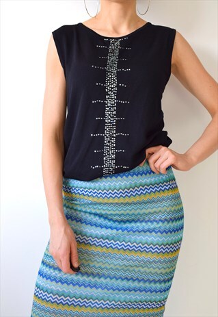 SLINKY VINTAGE 90S Y2K FINE KNIT SEQUIN TANK TOP