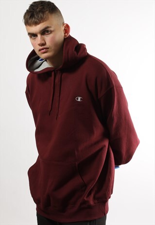 CHAMPION LOGO HOODIE IN BURGUNDY