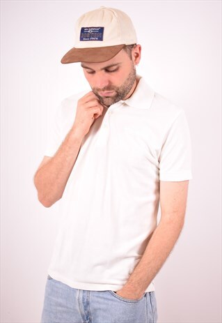 CALVIN KLEIN MENS VINTAGE POLO SHIRT MEDIUM WHITE 90S