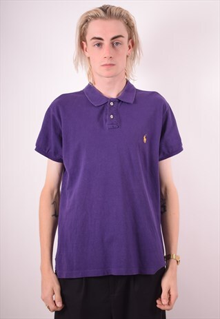POLO RALPH LAUREN MENS VINTAGE POLO SHIRT LARGE PURPLE 90S
