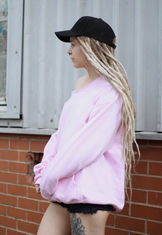 SALE - PINK DROP SHOULDER HOODIE