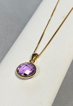 Round Y2K Purple Genuine Amethyst 18ct Gold Plated