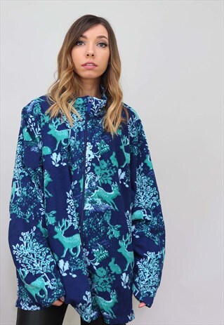 VINTAGE OVERSIZED PATTERNED FLEECE