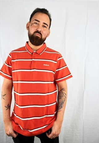 VINTAGE RED STRIPED REEBOK POLO