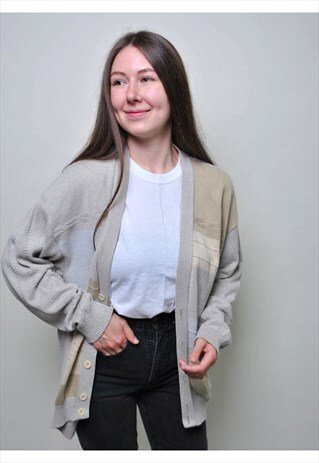 90'S MINIMALIST CARDIGAN, VINTAGE PASTEL BUTTON SWEATER