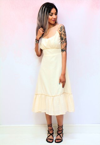 1970S VINTAGE CREAM CAMI MIDI DRESS