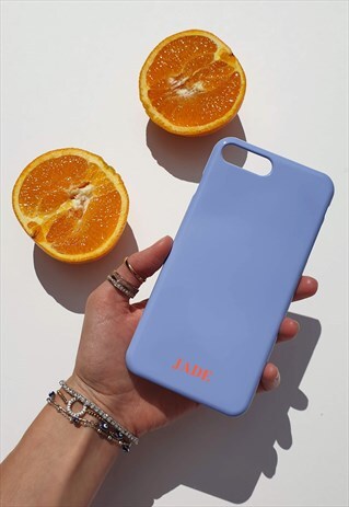 PERSONALISED POWDER BLUE AND ORANGE IPHONE & SAMSUNG CASE
