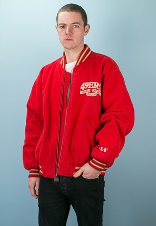 VINTAGE RED VARSITY LETTERMAN WOOL JACKET