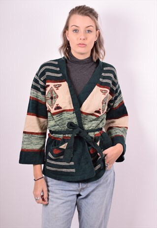 WOMENS VINTAGE CARDIGAN SWEATER MEDIUM GREEN 90'S