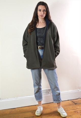 90S VINTAGE JAMES PRINGLE DARK GREEN FULL ZIP FLEECE JACKET