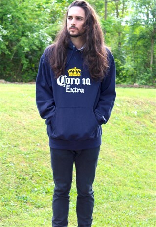 VINTAGE CHAMPION USA CORONA HOODIE - LARGE - RETRO FESTIVAL